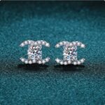KK Jewelry Moissanite/顶级莫桑钻 D色 color VVS1纯净度 Double-C Earrings 925 Silver/925纯银
